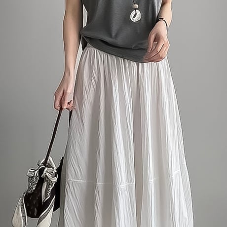 balloon silhouette long skirt /4color　NK2248