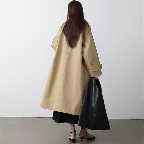 relaxed stand collar long coat /3color　NK2189