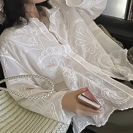 embroidery lace relaxed shirt　NK2239
