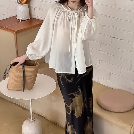 gathering 2-way airy blouse  /2color　NK2212