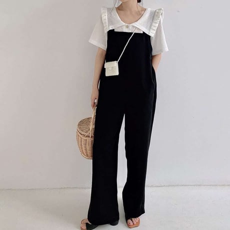 black wide salopette　NK1093
