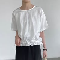 frill hem drawstring blouse /3color　NK2378