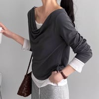 layered look cowl neck top /3color　NK2324