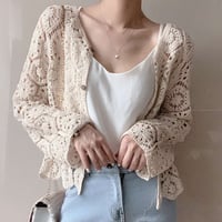 flower design summer knit cardigan /2color　NK1352