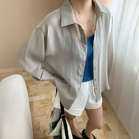 back slit relaxed sheer shirt /3color　NK2281