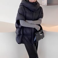 hooded volume down vest /2color　NK2093