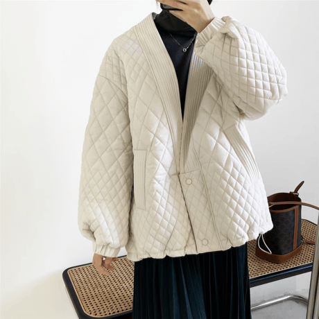 v-neck quilting blouson /2color　NK1714