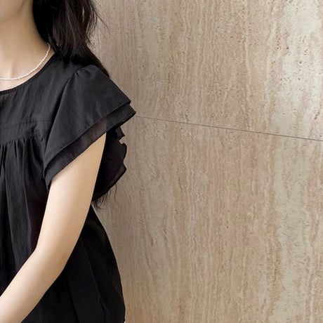 tiered flutter sleeve blouse /2color　NK1842