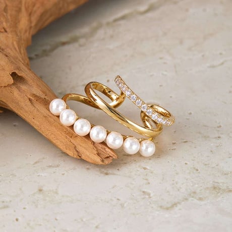 pearl stone ear clip　NK1255