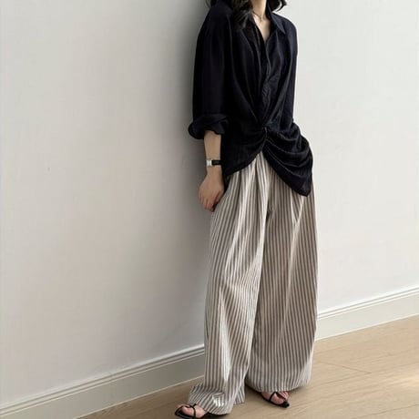 waist twist long sleeve shirt /2color　NK1806