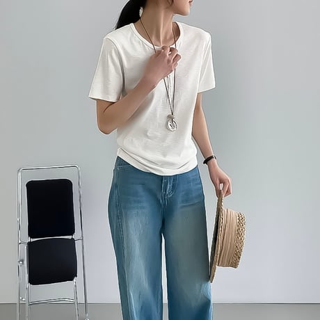henley neck relaxed tee /5color　NK2247