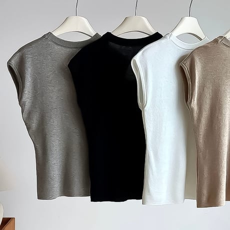 french sleeve u-neck knit top /4color　NK2203
