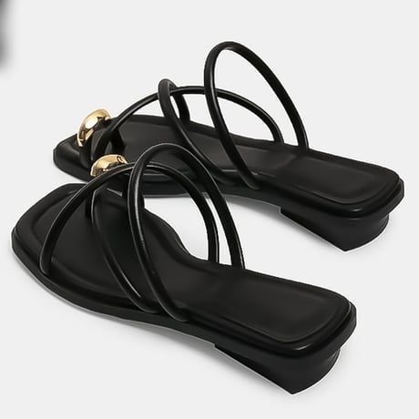 metal part cross strap sandals /2color　NK2211