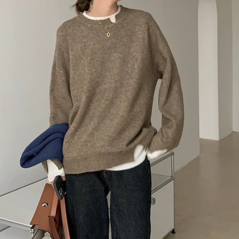 layered knit tops /2color NK1588 | HiLo＆HiLo