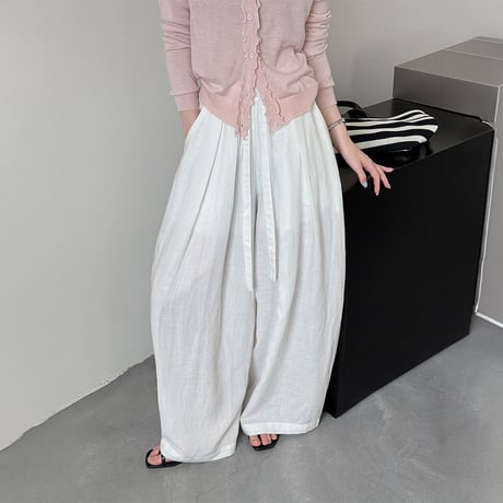 relaxed wide linen pants /2color　NK2224