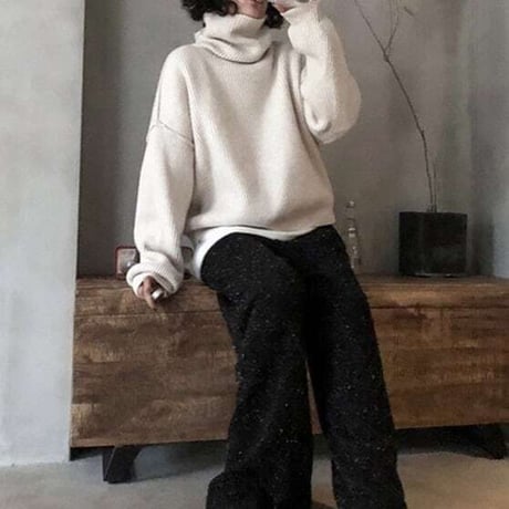 relaxed turtleneck knit pullover /2color　NK1990