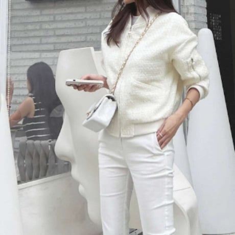 pearl fastener tweed blouson　NK1288