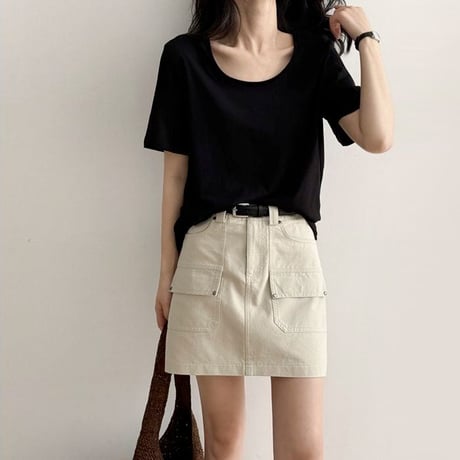 slub cotton u-neck t-shirt /7color　NK1804