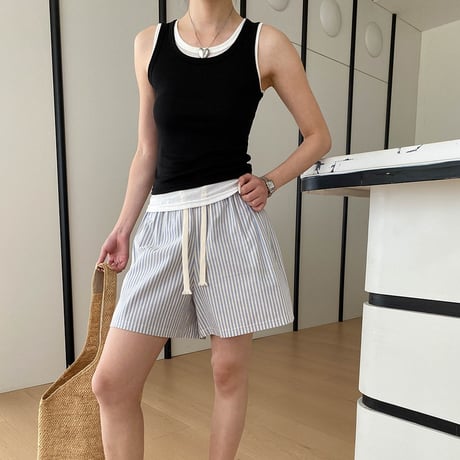 layered rib tight tanktop /5color　NK2236