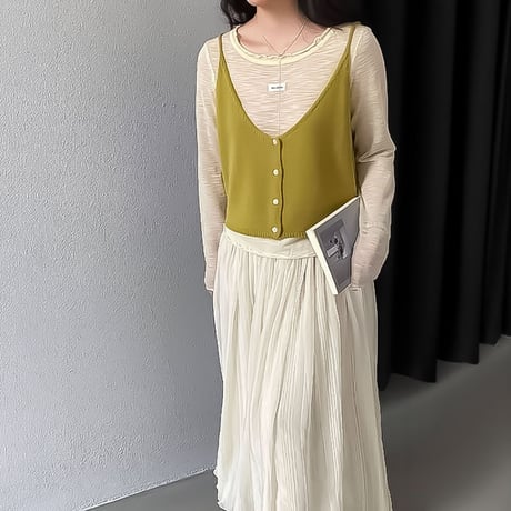 layered ruffle vest set /4color　NK2279