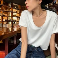 deep u-neck t-shirt /3color　NK1805