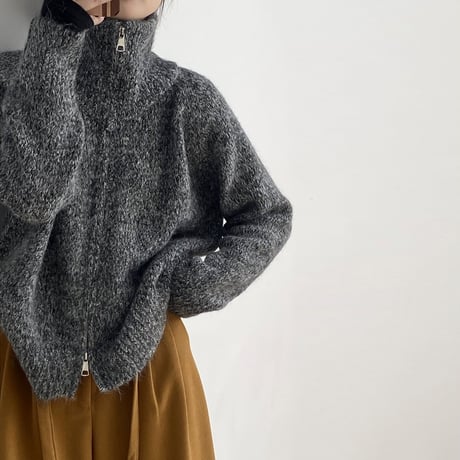 zip up melange knit cardigan /3color　NK2083