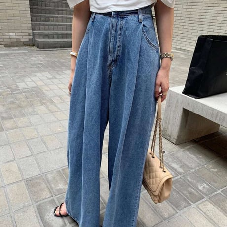 high waist wide denim pants　NK1399