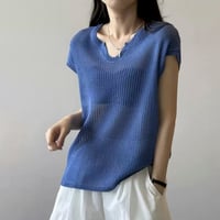 v-neck sheer summer knit /4color　NK1818