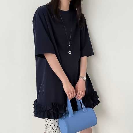 ruffle hem relaxed cotton tunic /2color　NK2246