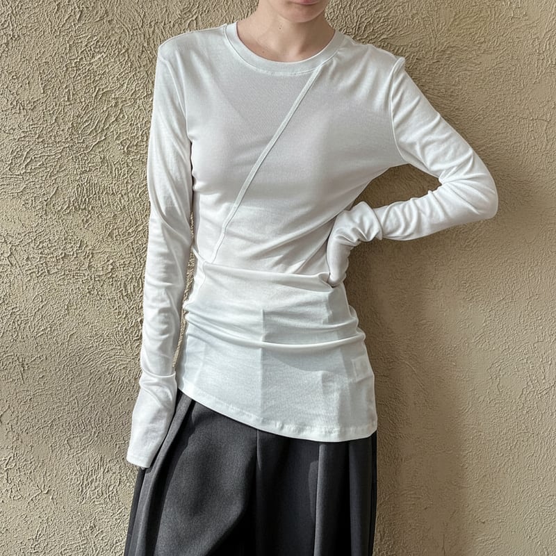 asymmetric long sleeve top /4color NK1961 | HiL
