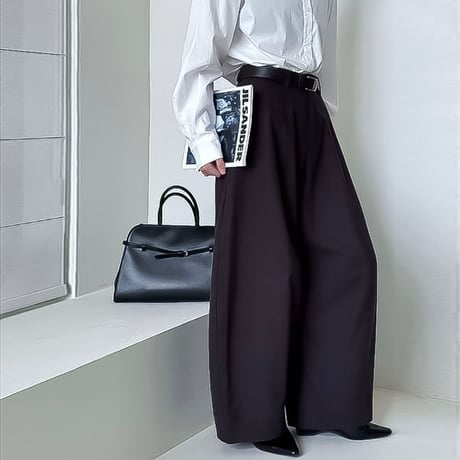 curved wide cocoon pants /2color　NK2194