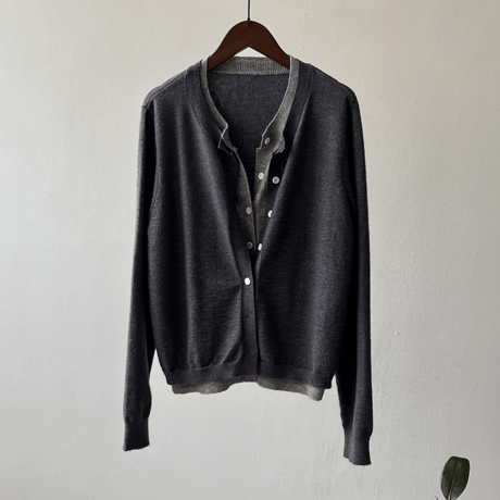 layered design knit cardigan /3color　NK1988