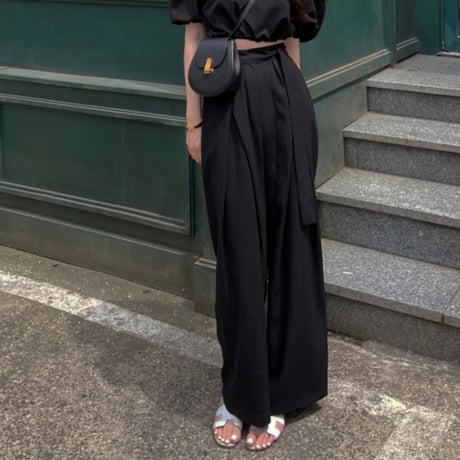 high waist ribbon wide pants /3color　NK1400
