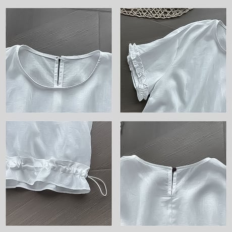 frill hem drawstring blouse /3color　NK2378