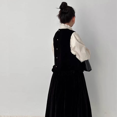 sleeveless velvet vest dress　NK1781
