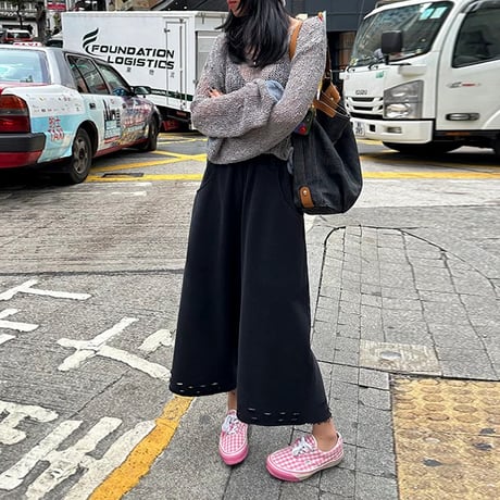 distressed wideleg sweatpants /2color　NK1752
