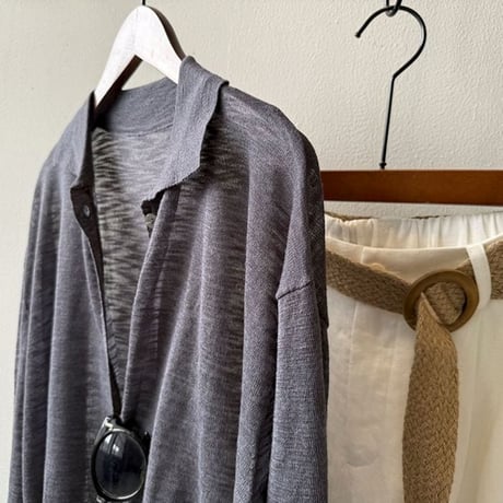 sheer collar long sleeve shirt /4color　NK1803