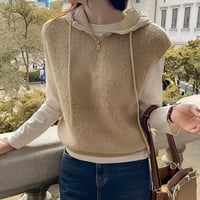 half zip hooded eco fur vest /3color　NK2162