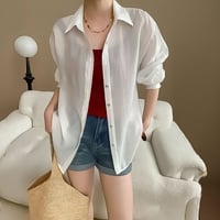 back slit relaxed sheer shirt /3color　NK2281