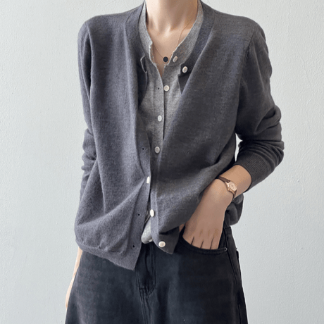 layered design knit cardigan /3color　NK1988