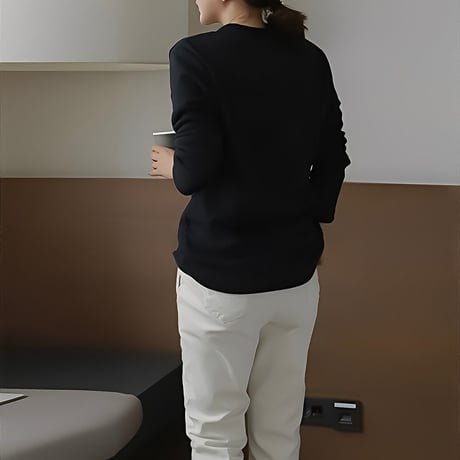 v neck long sleeve knit tops　NK2150