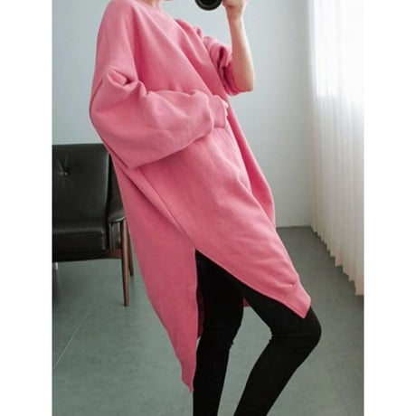 side slit over size sweatshirt clothes /4color　NK1310