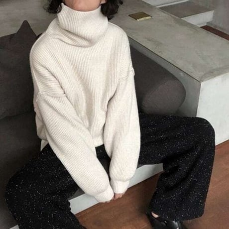relaxed turtleneck knit pullover /2color　NK1990
