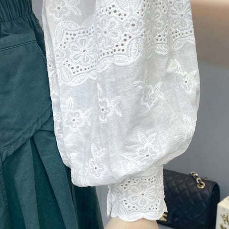 lace stand collar blouse　NK1079