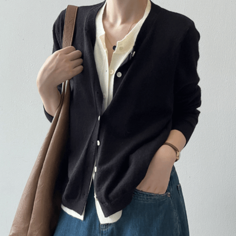 layered design knit cardigan /3color　NK1988