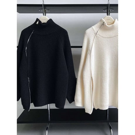 side zip high neck knit ／4color　NK1331