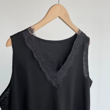 asymmetric lace layered tank top /2color　NK2192