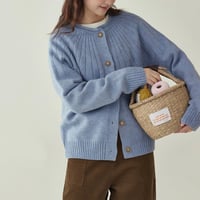 round yoke rib knit cardigan　NK2066