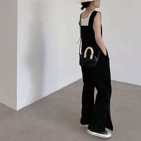 black wide salopette　NK1093