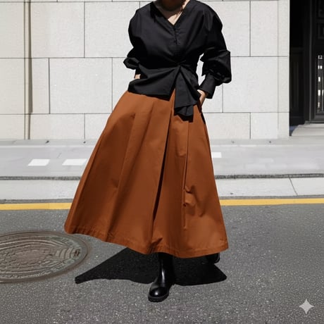 high waist pleats skirt /2color　NK1377